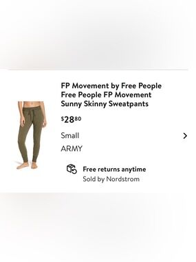Free People Sunny Skinny Sweatpants in Army Green